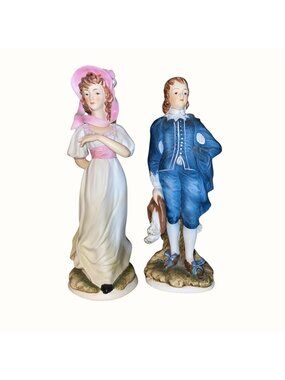 Vintage Lefton China Porcelain Figures Pinkie & Blue Boy Limited Edition KW387